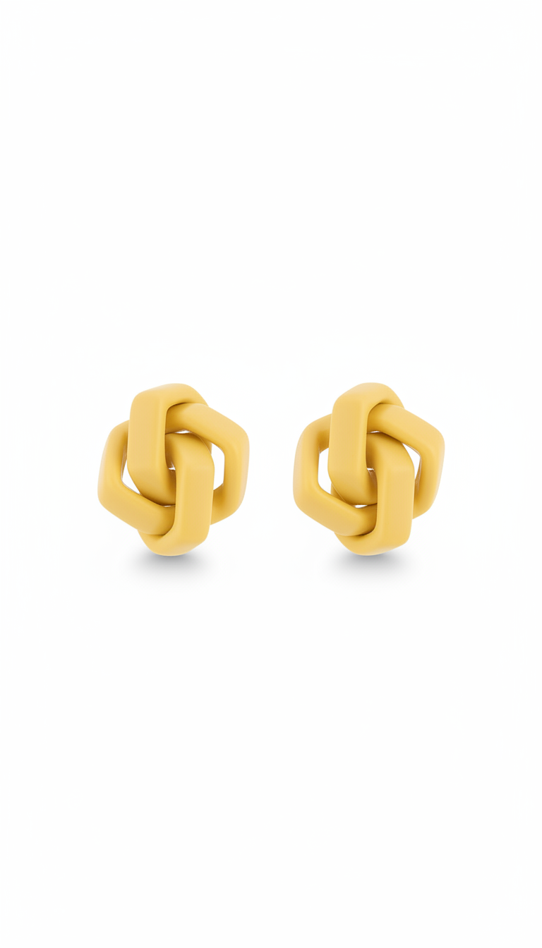 Pendientes geométricos amarillo sol tipo botón