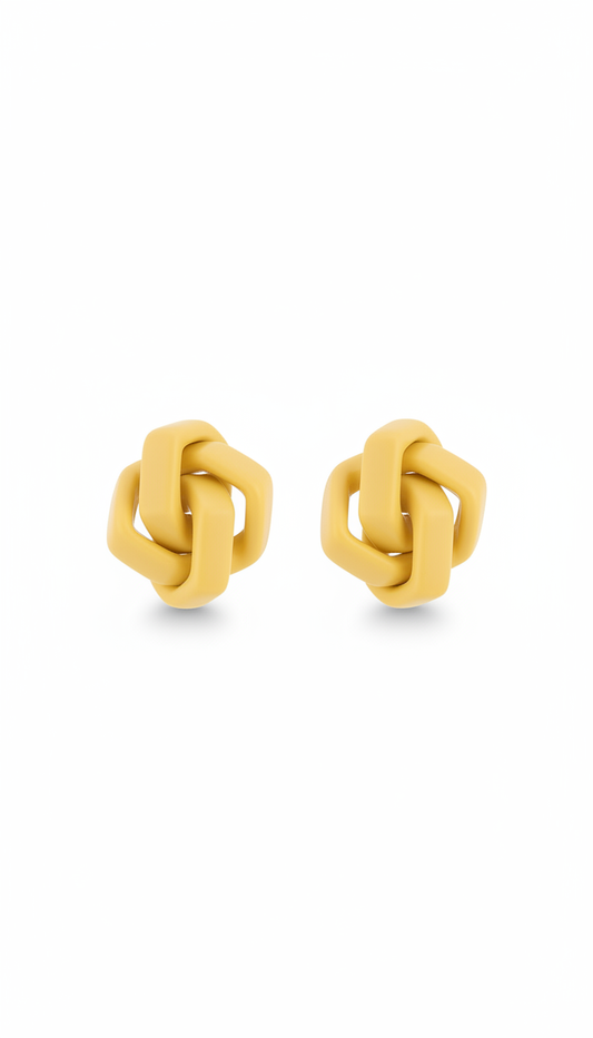 Pendientes geométricos amarillo sol tipo botón